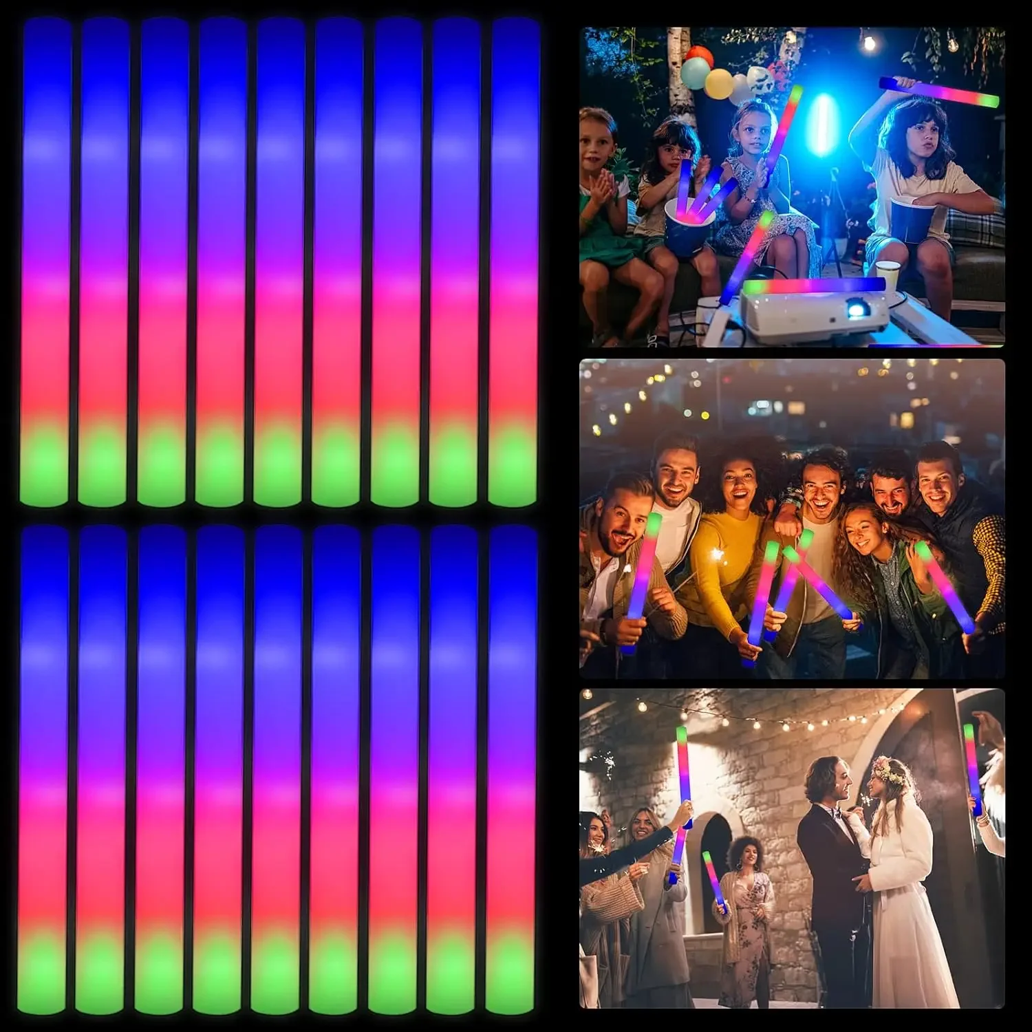 Flashing Led Foam Sticks Party - 1Z-50개 LED 폼 글로우 스틱 크리스마스
