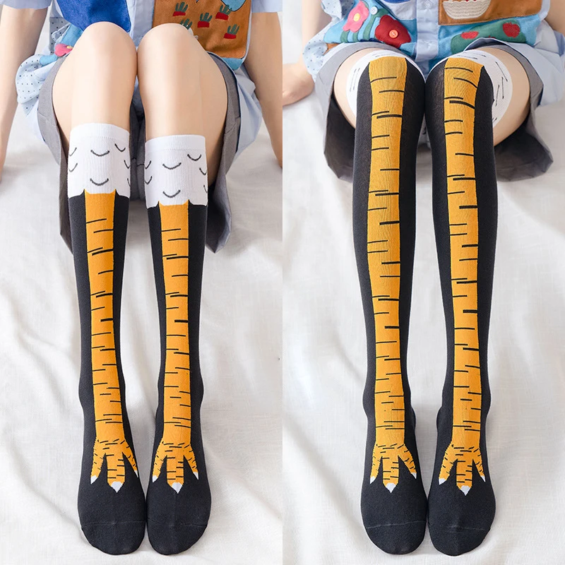 Funny Chicken Leg Socks - 재미있는 닭발 무늬 스타킹 무릎 위