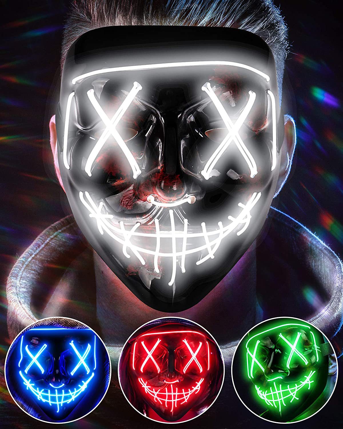 Led Purge Mask Halloween - 무선 무서운 빛나는 LED 발광 퍼지