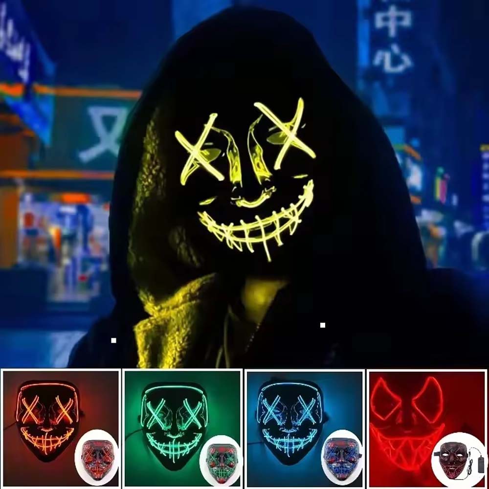 Led Purge Mask Halloween - 무선 네온 LED 퍼지 마스크 어둠