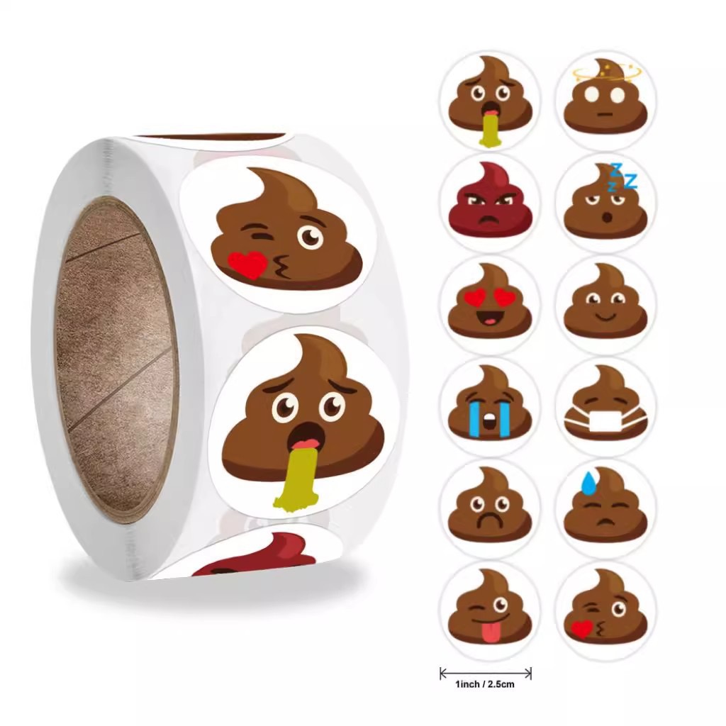 Prank Toys - 100-500개 재미있는 똥 만화 장난 스티커