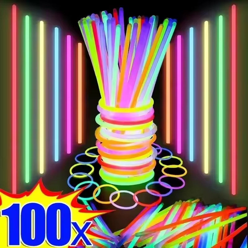 Glow In The Dark Party Glasses - 50/100개 형광 스틱 파티 다채로운 발광