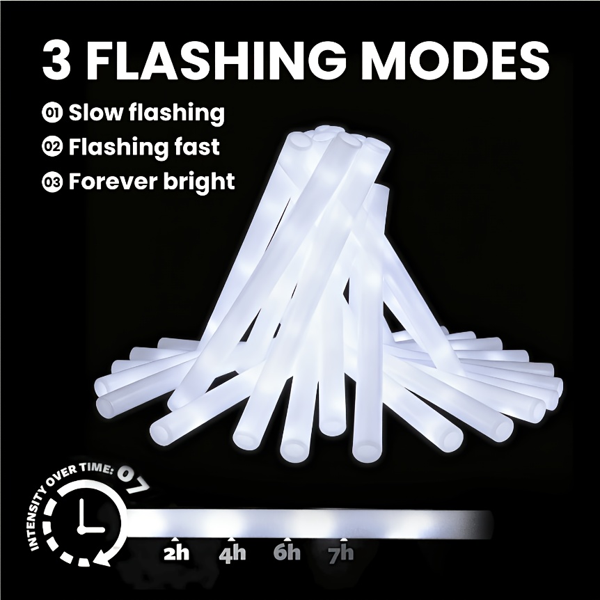 20/30pcs LED 화이트 폼 글로우 스틱 3가지  - Flashing Led Foam Sticks Party 리뷰 및 가격