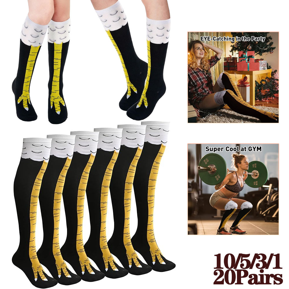 1-20 쌍 여성용 재미있는 3D 닭발 무릎 높이 양말 - Funny Chicken Leg Socks 리뷰 및 가격