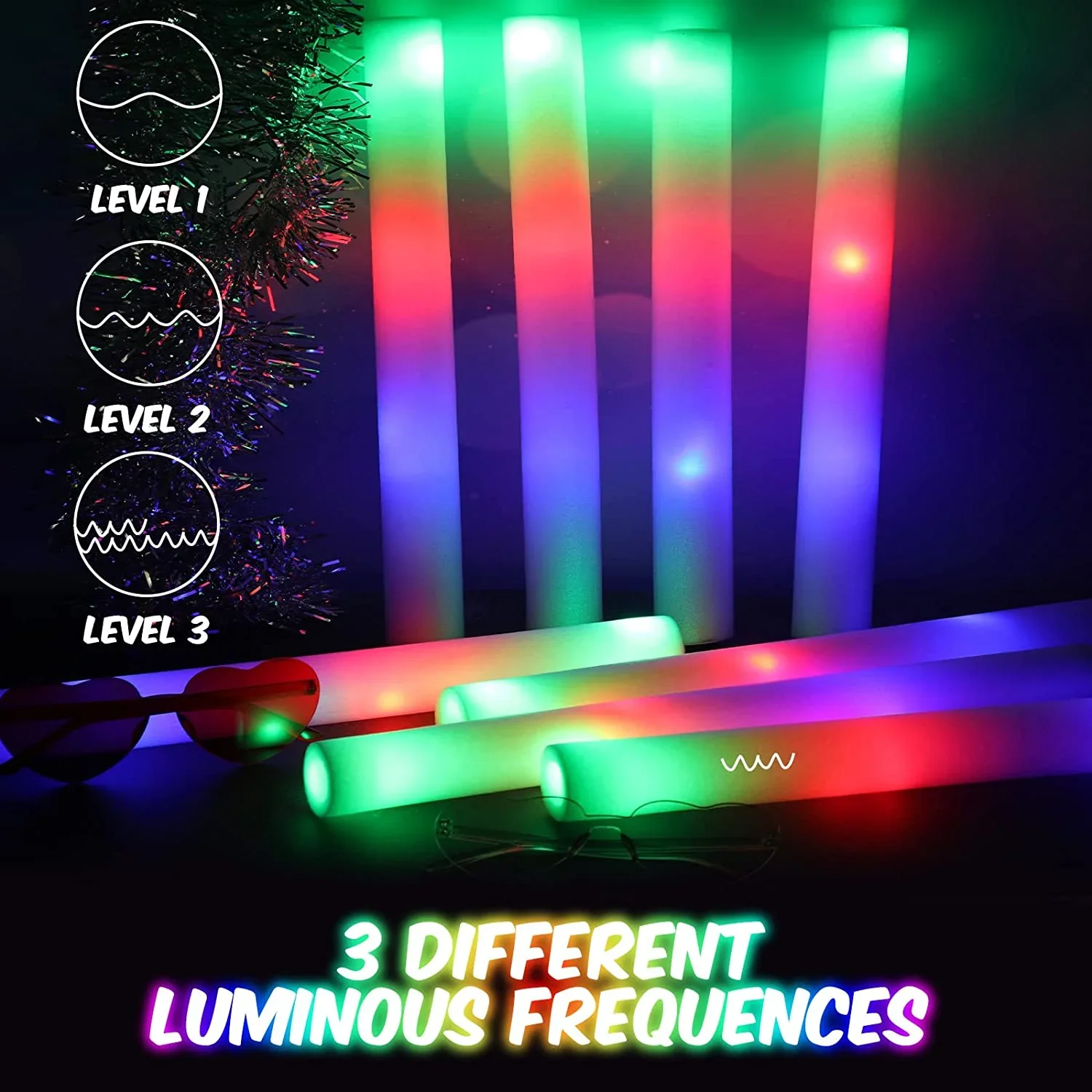 50개 LED 폼 글로우 스틱 8~10시간 점멸, 대형 - Flashing Led Foam Sticks Party 리뷰 및 가격