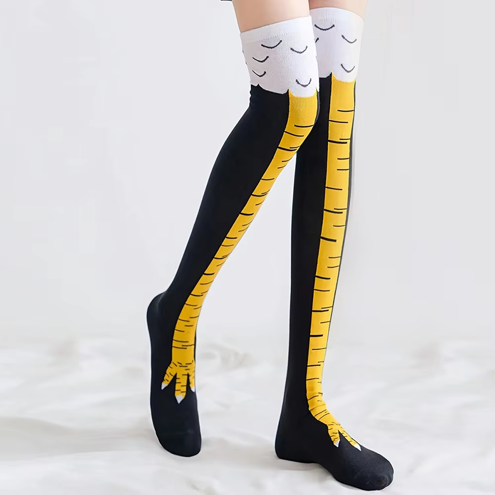 여성용 허벅지 높이 스타킹, 닭 발 프린트, 긴 양말, - Funny Chicken Leg Socks 리뷰 및 가격