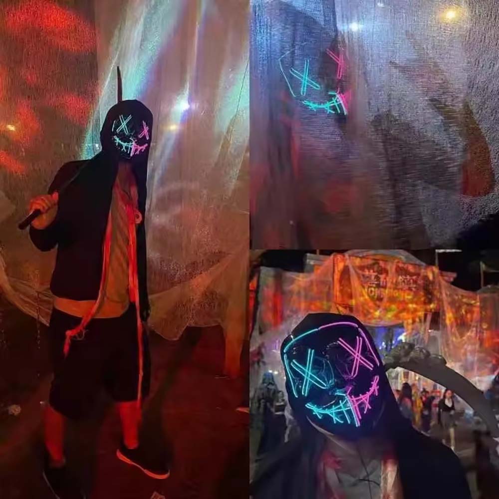무선 네온 LED 퍼지 마스크 어둠 속에서 빛나는 코스 - Led Purge Mask Halloween 리뷰 및 가격