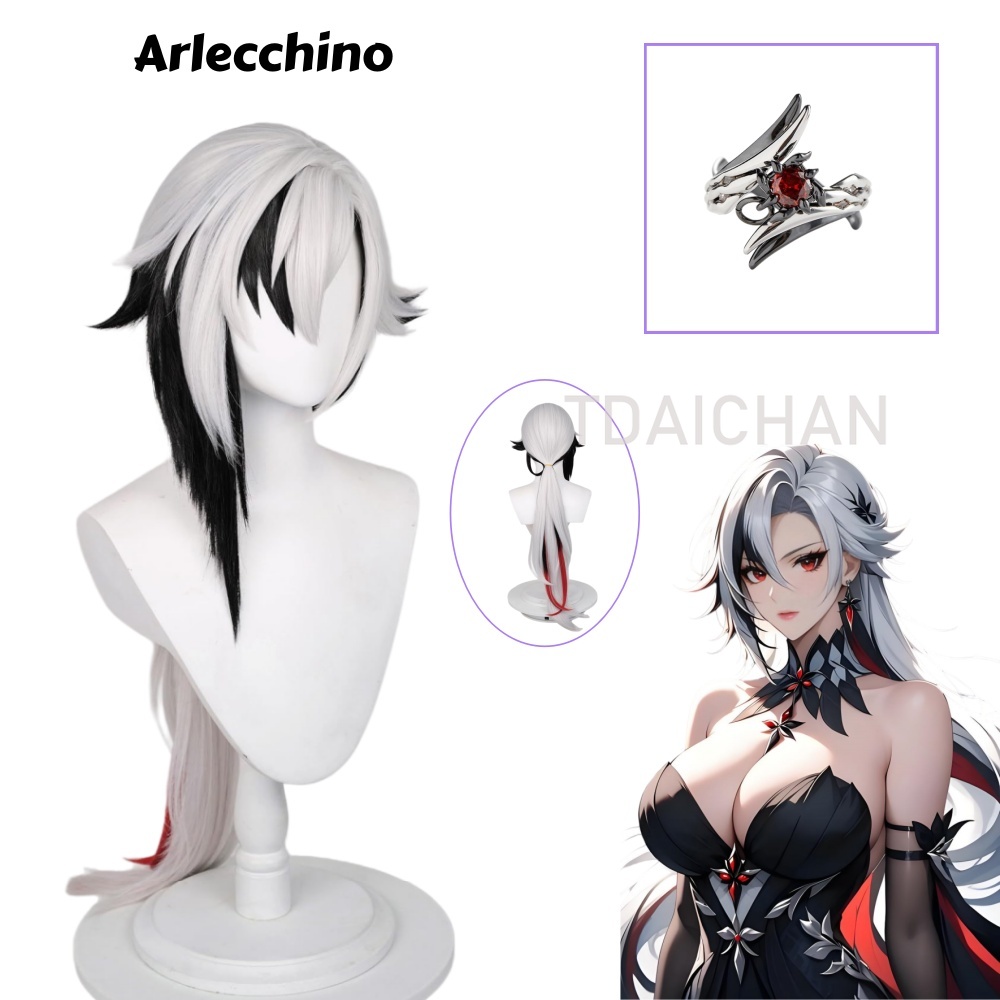Genshin Impact Arlecchino 코스프레 - Anime Cosplay Wig Heat Resistant 리뷰 및 가격