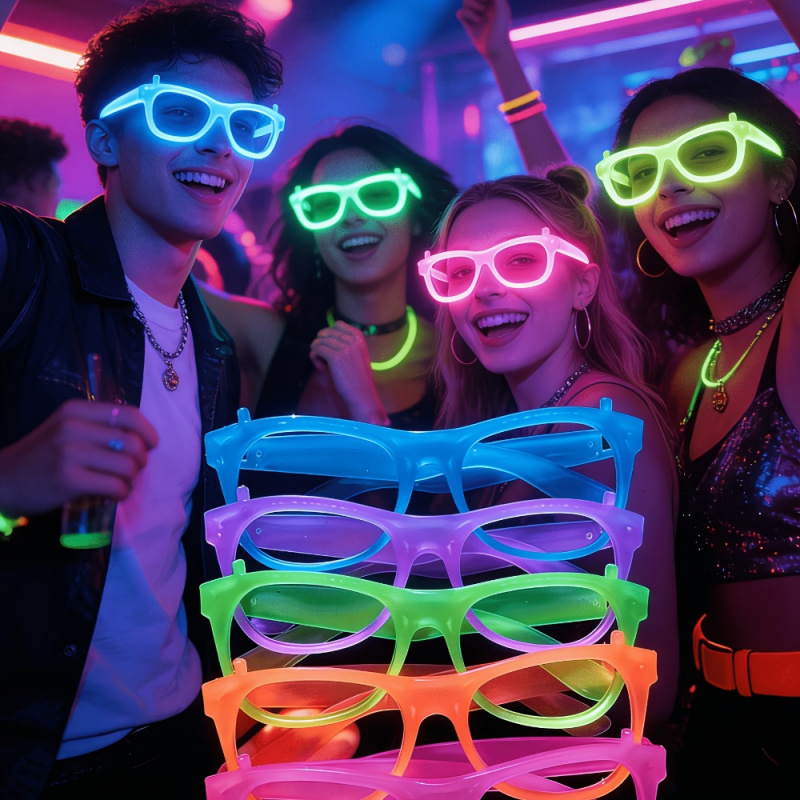 2/12개 야광 네온 안경 (렌즈 없음) 발광 안경 프 - Glow In The Dark Party Glasses 리뷰 및 가격