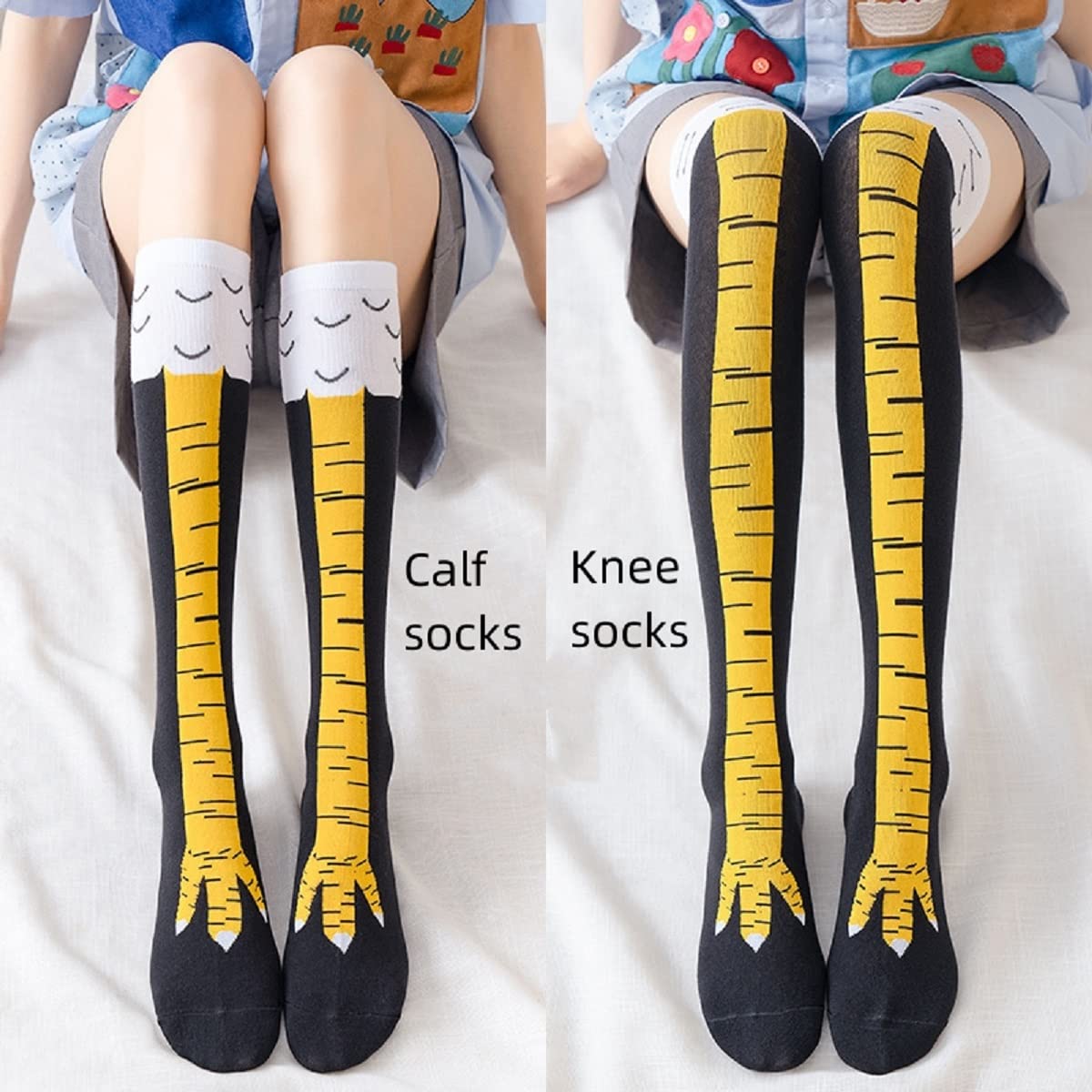 여성용 무릎 높이 양말, 트렌디 만화 재미있는 닭 발톱 - Funny Chicken Leg Socks 리뷰 및 가격