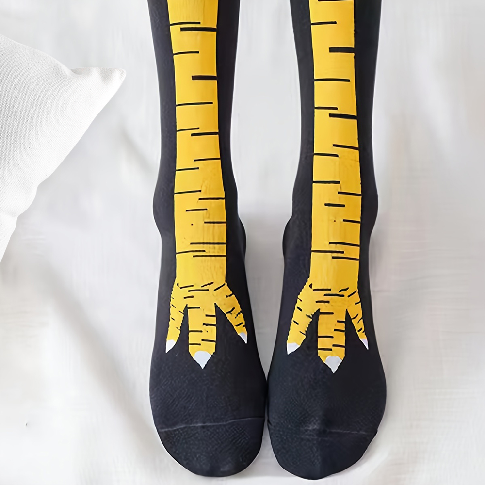 1켤레 여성용 니하이 양말 트렌디한 만화풍 재미있는 닭 - Funny Chicken Leg Socks 리뷰 및 가격